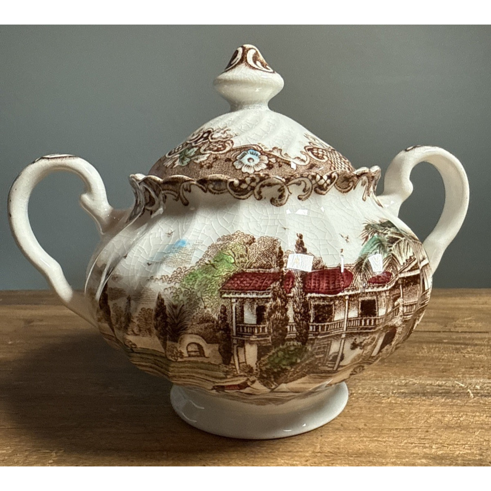 JOHNSON BROTHERS HERITAGE HALL SUGAR BOWL WITH LID